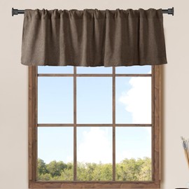 2 Pack Burlap Window Valances 16" x 56" Farmhouse Style Window Treatment Decor Curtains Rod Pocket Valances for Kitchen/Living Room (Coffee)