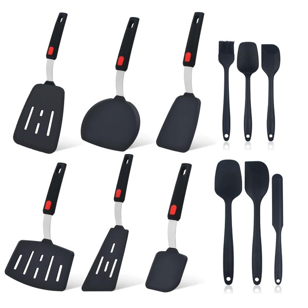 Kitchen Utensil Set, 12 Pieces Heat Resistant Silicone Spatula Set