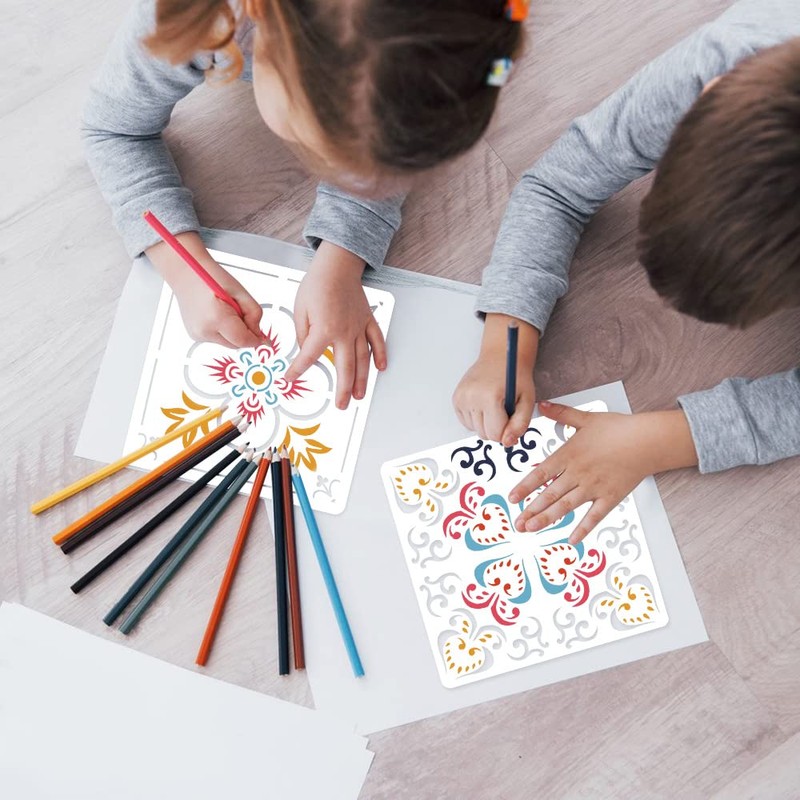 Modixun Tile Stencils Large 30x30cm Reusable Floor Stencils with Round