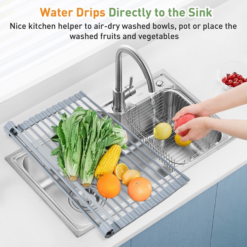 MERRYBOX Roll Up Dish Drying Rack, Over The Sink Dish