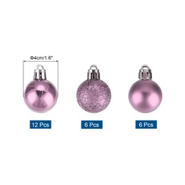 sourcing map Christmas Ball Ornaments Christmas Tree Decorations Balls Pink Baubles 1.6"/4CM for Party Decoration Wedding Holiday Christmas Decor 24Pcs