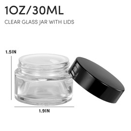 ZIYIZE 1oz Glass Jars with Lids, 4 Pack Clear Small Glass Jars with Lids and Inner Liners, 30 ml Reusable Small Glass Containers for Creams, Lotion, Cosmetic, Spice, Powder