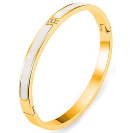 Tidefire Stainless Steel Crystal Zirconia Bracelets 18K Gold Plated Women's Bracelet Titanium Steel Bangle, Stainless Steel