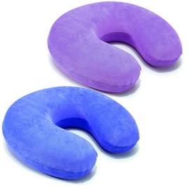 JAHEMU Nackenhörnchen Reise Nackenkissen Aufblasbar Reisekissen für Flugzeug Auto Zug 2 Stück (Blau und Lila)