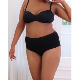 INNERSY Plus Size M-5XL Big Curvy Woman Cotton Underwear High Waist Briefs 5-Pack(Black,4X-Large)