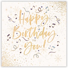 Noel Tatt Birthday Card - Happy Birthday Card with Contemporary Music Notes Design and Special Finishes - Birthday Card for Men, Women, Friends