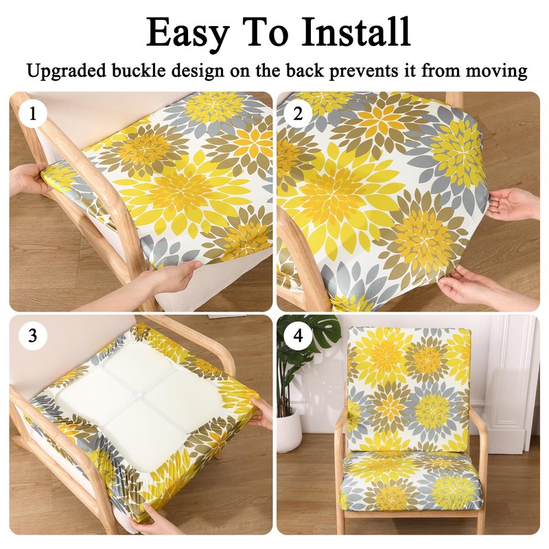 HEBE Outdoor Patio Cushion Covers Set of 12 Waterproof Stretch