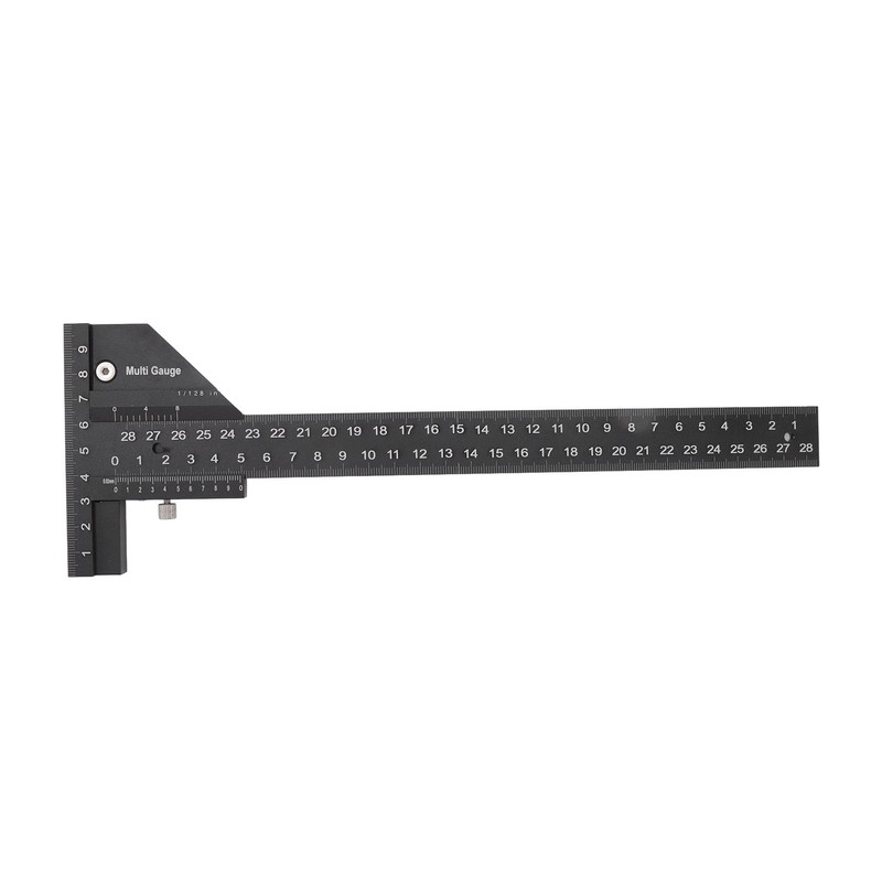 Multifunction Woodworking Ruler Aluminum Alloy T Shaped Black Measuring Marking