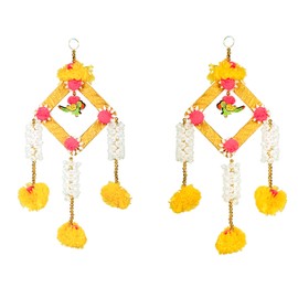 Set of 2 Indian Traditional Door Hanging Made Up of Square Gota Work Fabric Flying Birds String for Home Wall Temple Door Bedroom Festival Hanging Decor Decorations Gift Item