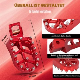 Runfarr Motorcycle Foot Pegs, Red Footrests, Foot Pedals Made of CNC Aluminium for CRF110F 2013-2022 CRF125F 2014-2023