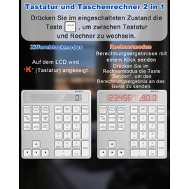 Pubiohs Bluetooth Numpad - Dual Mode Numeric Keypad Bluetooth + 2.4G USB Adapter with Calculator Display Calculation, 34 Keys Wireless Number Pad, Numpad Bluetooth for Mac, Laptop, Desktop, PC