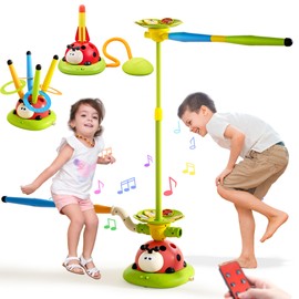Powza 5 in 1 Musical Jump Toys, Toss Ring Game Stomping Launch Rocket Launcher for Kids, Obstacle Avoidance & Jump Squating Toy Games Remote Control Outdoor & Indoor Toys for Ages 4-8 8-13