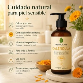 Herbolare Crema Natural de Caléndula 125 ml para Piel Sensible