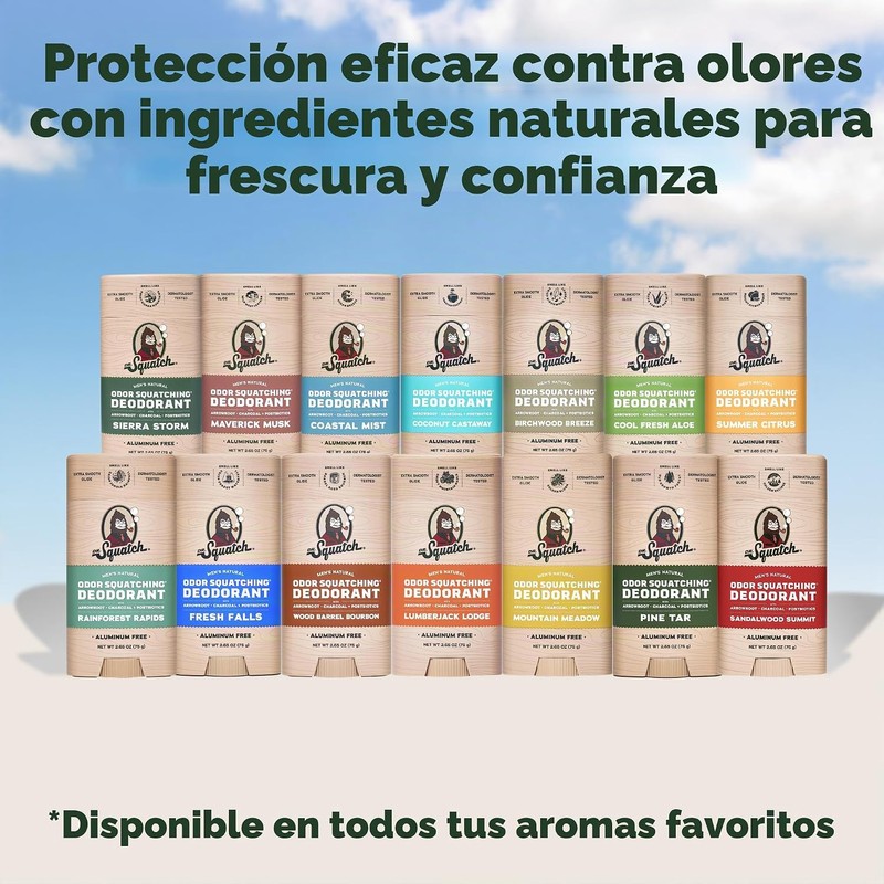 Dr. Squatch Desodorante natural para hombres, sin olor, sin aluminio,