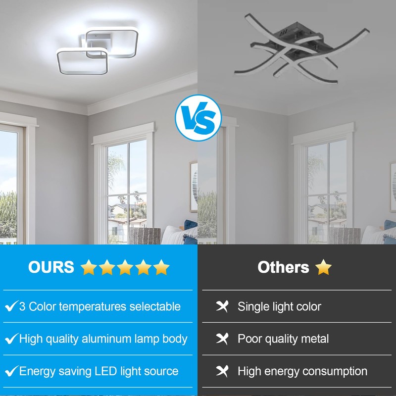 DELIPOP 23 Inch Dimmable Modern Ceiling Light, 36W 3000K/4500K/6000K Color