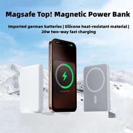 10000mah wireless magnetic charging treasure suitable for iphone13-16 full range of portable compact mobile power supply ultra-thin fast charging - Colour: black, Battery capacity: 5000mah