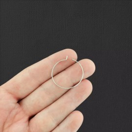 Unbranded Stainless Steel Earring Wires Wine Charm Hoops 25mm - 30 Pieces 15 Pairs - FD874