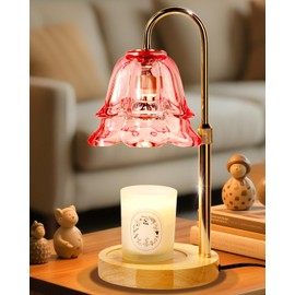 Pink Candle Warmer Lamp with Timer Dimmable, Christmas Birthday Gifts for Women Mom, Flower Candle Lamp with 2 Bulbs for Jar Candles & Scented Wax, Lamp Candle Warmer, House Warming Gift for Bedroom