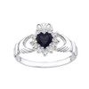 Sterling Silver Blue Sapphire Claddagh Ring - size J to