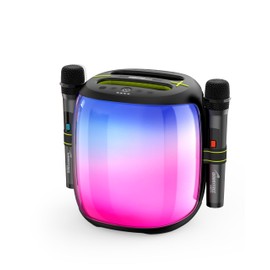 100W Portable Bluetooth Party Speaker with TWS Pairing, Dual Wireless Microphones, RGB Lights, Micro SD Card Slot & 10-12 Hours Playtime (Black)