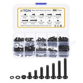 DTGN 566Pcs M2.5-0.45x4/6/8/10/12/16/20mm Button Head Socket Cap Screws - Carbon Steel Bolt Nut Set Washer Assortment Kit - Good for Road Bicycle, Mountain Bike, Auto