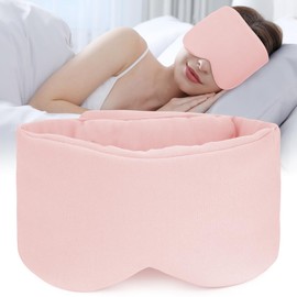 Hilph Sleeping Mask, Cotton Sleeping Mask, Eye Mask, Super Soft and Skin-Friendly Sleeping Masks for Women Men, Adjustable Eye Patch with Travel Bag for Travel, Home and Office, Pink