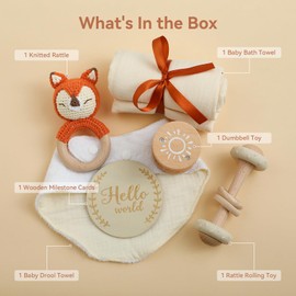 EERKEOD Baby Gift Set for Newborn New Baby Gift Newborn Essentials Bath Set with Blanket Rattle