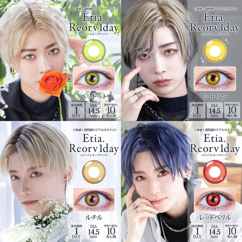 エティア レオーヴワンデー 全13色【10枚入】立体感×透明感 高発色カラコン ネフライト 0.00度なし