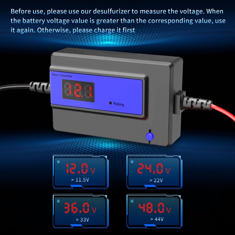 12V,24V,36V,48V Battery Desulfator, Automatic Plus Repair Reconditioner Extend Battery Life