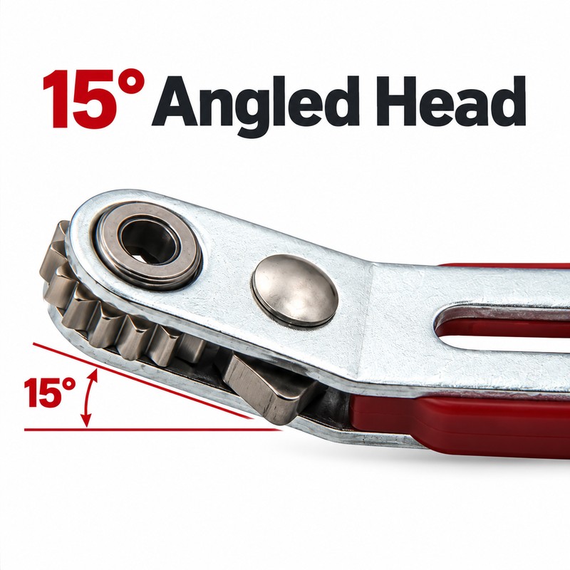Compact Reversible Ratchet Screwdriver for Tight Spaces – 15° Angled