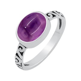 925 Silver Plated 3.10Cts Natural Amethyst Ring Size 8 For Women, Purple Stone February Birthstone Ring Jewelry Mother'S Day Gifts For Mom Wife