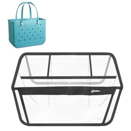 Lckaey Organizador de bolsa de playa de goma transparente para bolsa Bogg Accesorios Organizador grande Inserto Borg Bolsa divisora Y014Negro-L