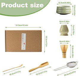 Nzkeuf Matcha Set, 6PCS Tea Making Kit with Bamboo Whisk and Ceramic Bowl, Matcha Starter Kit for Beginners and Tea Lovers, Elegant Matcha Kit for Home, Office, Gifts & Gatherings (Green)