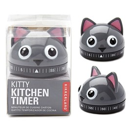 Kikkerland KT44 Kitchen Timer CAT, Steel, Grey