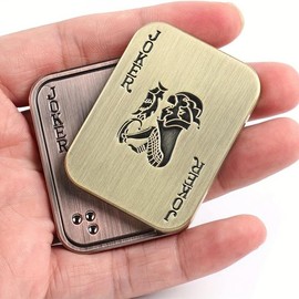 Magnetic Fidget Toy, 1 Count Metal Poker Push Card Toy, Stress Relief Toy, Haptic Slider Coin for Office Desk Toys:_Golden Joker_one-size