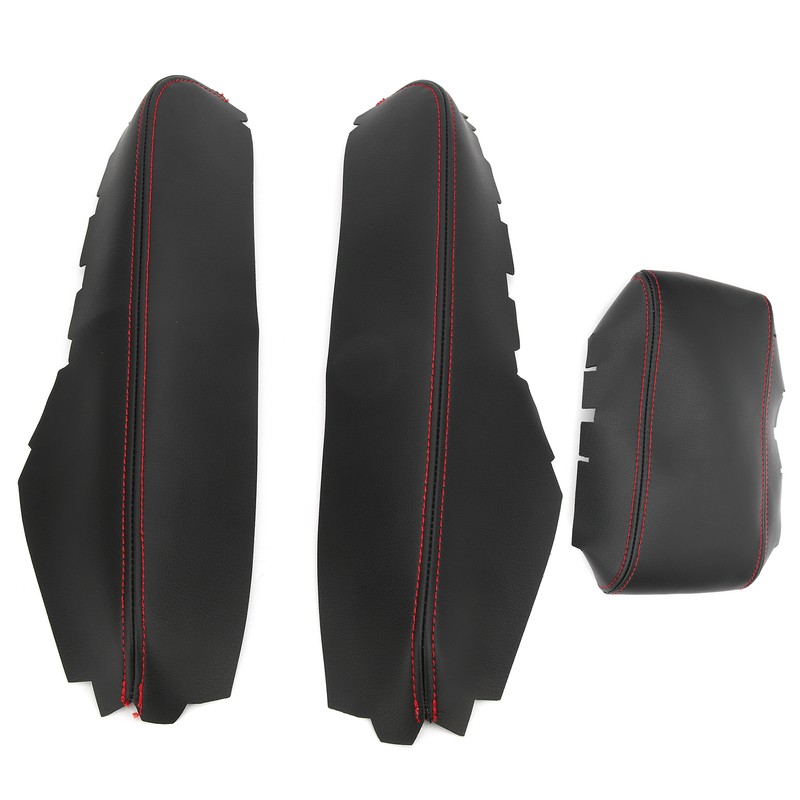 3pcs Center Console Armrest Pad Covers PU Leather Protectors Fit
