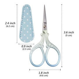 Hisuper Embroidery Scissors Set with Leather Sheaths for Sewing Crafting, Art Work, Threading, Needlework DIY Tools Dressmaker Small 3.6 inch Shears Cross Stitch Knitting Scissor