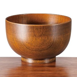 J-kitchens Miso Soup Bowl Heat Resistant Wooden Style Okonomi Bowl Brush Brown 4.8 x 3.0 inches (12.2 x 7.6 cm), Heat Resistant ABS Resin, Made in Japan