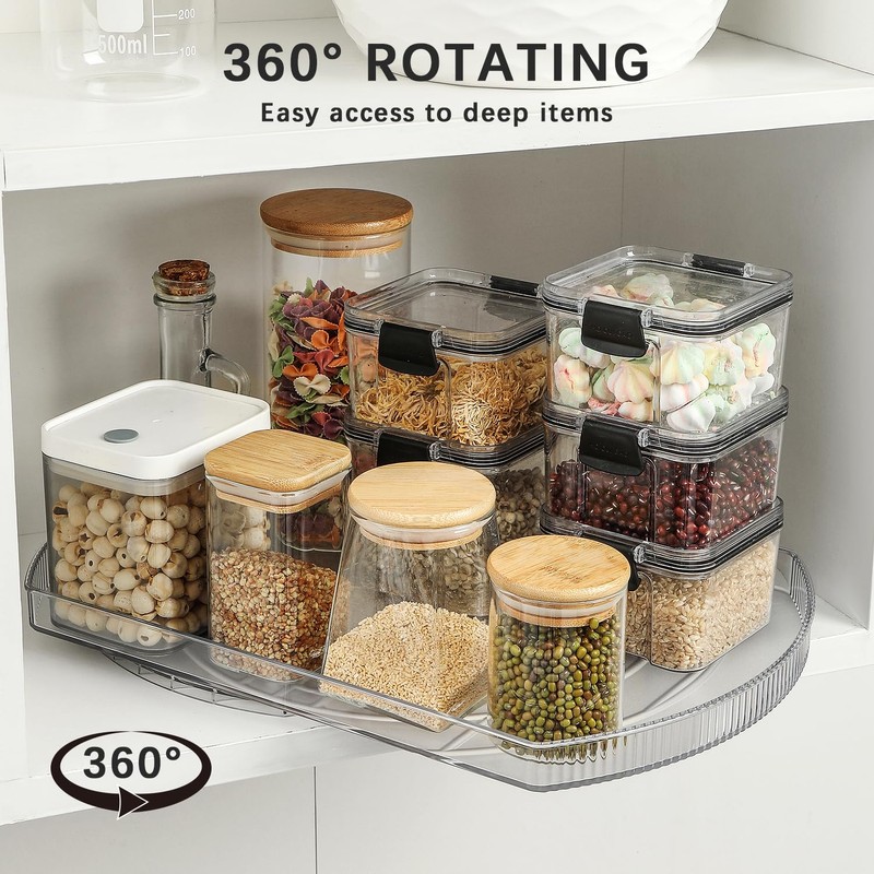 ROWNYEON Lazy Susan Turntable Organizer for Large Refrigerator, 360° Rotate