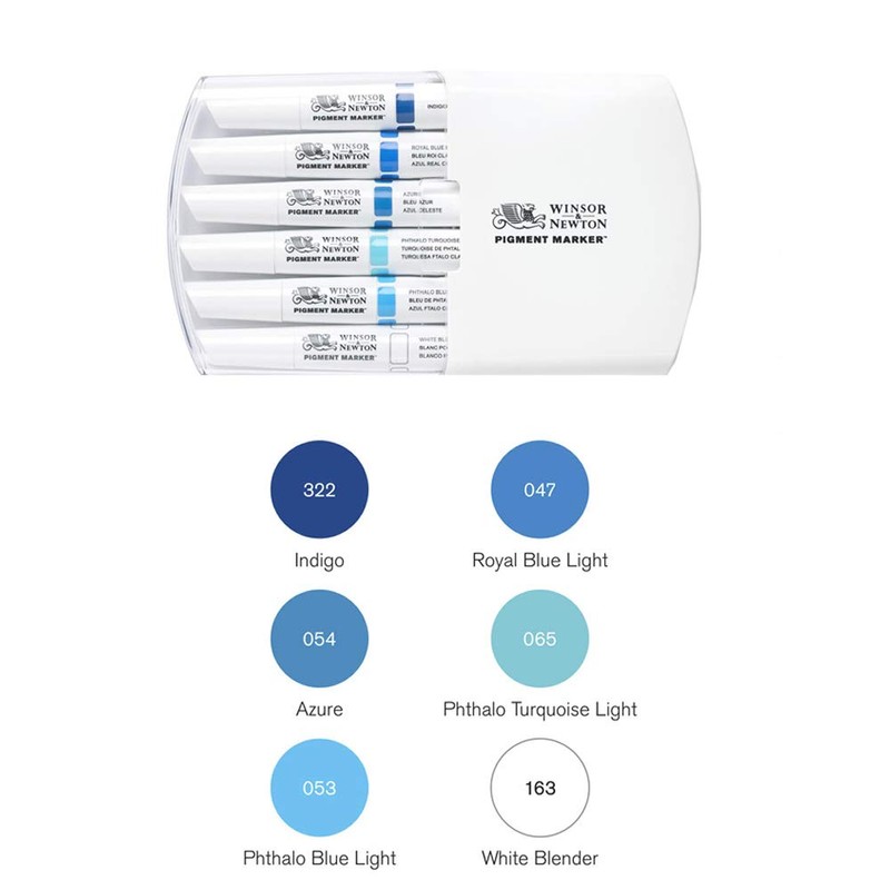 Winsor & Newton Pigment Marker - Blue (Pack of 6)