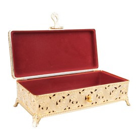 Metal Jewelry Box, Soft Velvet Prevents Fade Large Capacity Rectangular Vintage Trinket Box for Rings for Girls and Women for Watches (Gold)