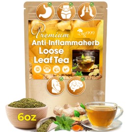 TOG999, 6oz Anti-Inflammaheb Loose Leaf Tea | 100% Natural Blend of Ginger, Turmeric, Peppermint, Black Pepper & Cinnamon | Caffeine-Free, Sugar-Free, Gluten-Free, Vegan, Handcrafted