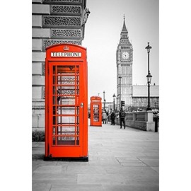 British Phone Boxes Poster Red UK London Big Ben Phone Booth Rare HOT New 24x36