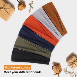 RuiYok Non-Slip Headbands Set for Women's Hair 6 PCS Cotton Soft Wide Head Bands for Yoga Running Exercise Trendy Elastic Hairbands for Women