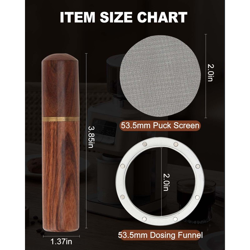 53.5mm WDT Tool, Espresso Distribution Tool with Dosing Funnel