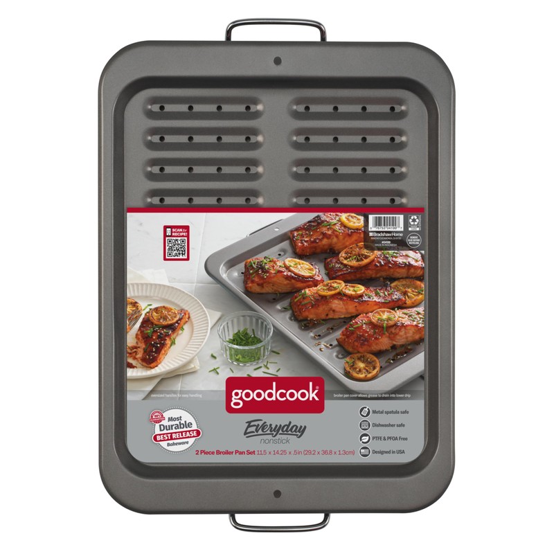 GoodCook Everyday Nonstick Steel Broiler Pan, 11.5" x 14.25", Gray