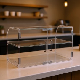 Clear Acrylic Bakery Display Case 2 Tier Removable Shelves Rear Access For Supermarket Countertop UseCraft: Adhesive Type, Number of Layers: 2 Layers