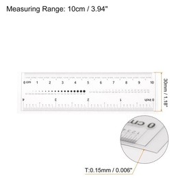2Pcs Foldable Ruler, White Film Flexible Ruler 4 Inch 0.1mm Scale, Plastic Folding Straight, Calibration Soft Measuring Tool for Factory, Transparent Drafting Tools Teaching Materials
