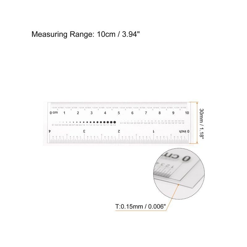 2Pcs Foldable Ruler, White Film Flexible Ruler 4 Inch 0.1mm