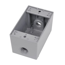 Red Dot IHD3-2 Deep Universal Weatherproof Box, 1-Gang, 3 Holes, 3/4" Hub Size, Silver, Aluminum